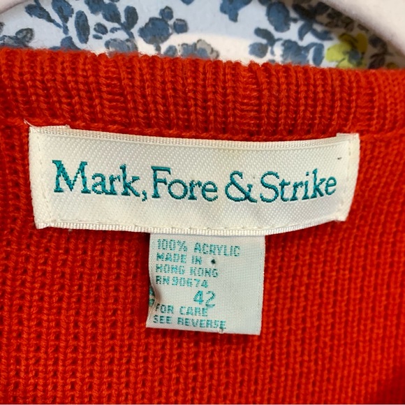 Vintage Sweaters Vintage 9s Bright Red Mark Fore Strike Ribbed
